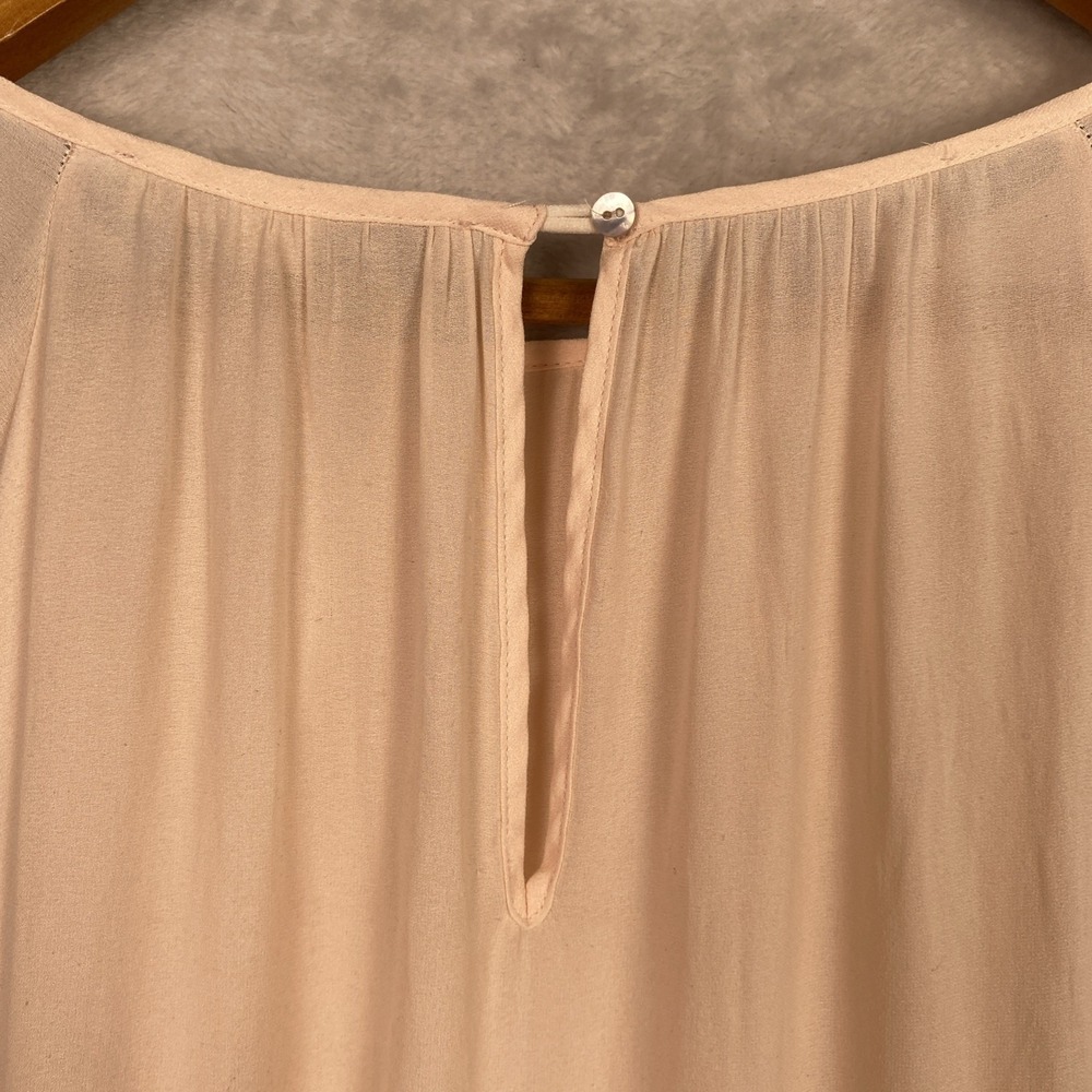 Forever 21 Pleated Dress Peach Chiffon Easter Gathered Medium M Fairy Softgirl - Picture 7 of 12